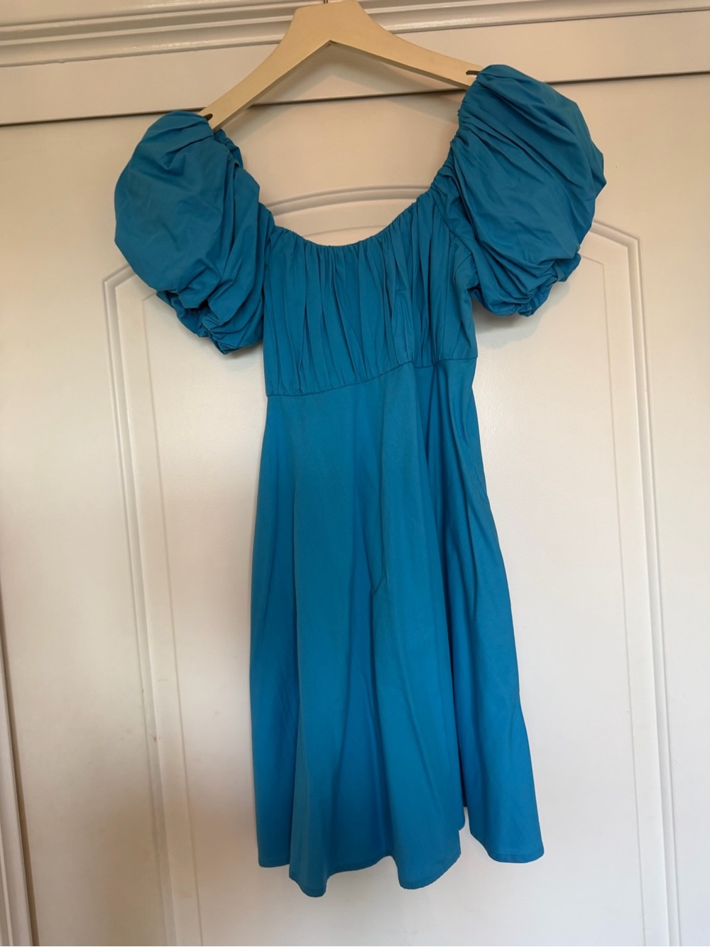 Abercrombie & Fitch Teal Puff-Sleeve Mini Dress